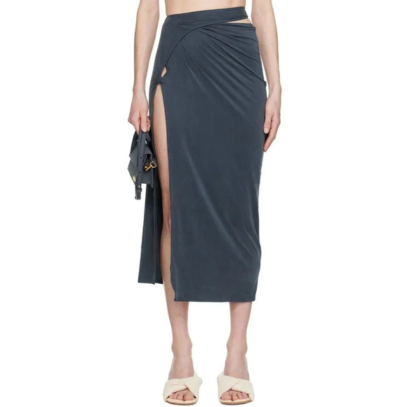 JACQUEMUS La Jupe Espelho Skirt in Navy XLarge New Womens Midi Jersey - Picture 11 of 15